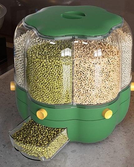 Innovative Rotating Grain Storage Container - Seamless Kitchen Organization Solution