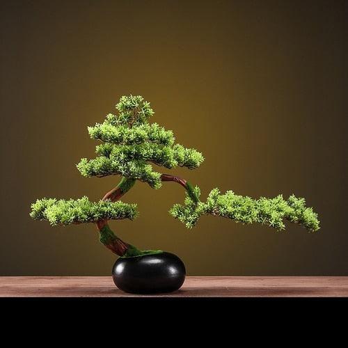 Luxurious Zen Fortune Pine Faux Plant - Sophisticated Asian Home Decor for Elegant Living