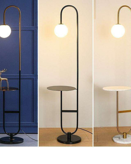 Nordic-Inspired LED Floor Lamp with Built-In Round Table for Modern Interiors
