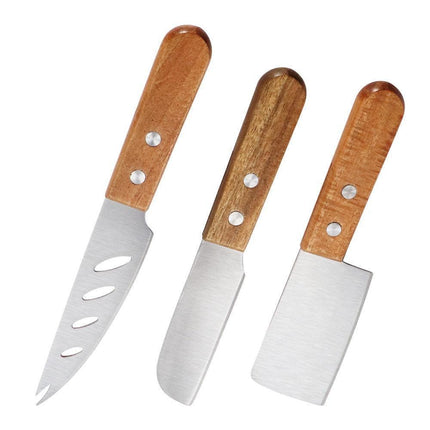 Sophisticated Acacia Wood Cheese Knife Set - Deluxe 3-Piece Collection