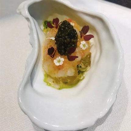 Sophisticated Japanese Ceramic Oyster Serving Plate - A Touch of Elegance for Your Culinary Creations
