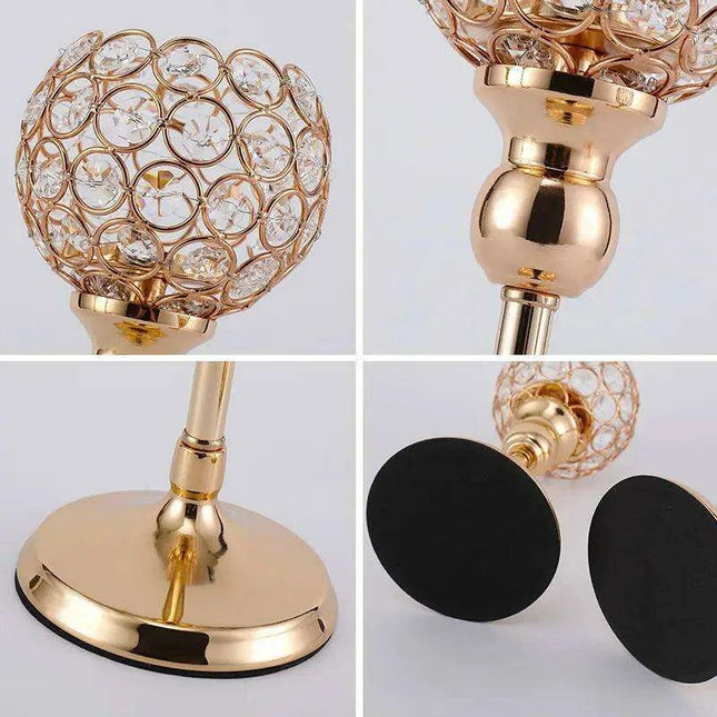 Luxurious Crystal and Metal Glass Tealight Candle Holder for Special Events
