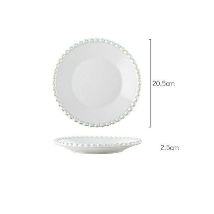 Elegant Porcelain Bowl with Pearl Shell Edge - Sophisticated Tableware for Memorable Dining