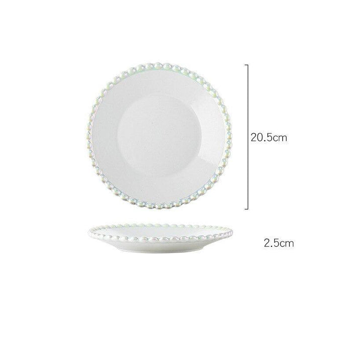 Elegant Porcelain Bowl with Pearl Shell Edge - Ideal for Serving Various Dishes