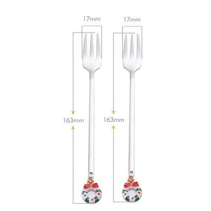 Santa's Joyful Holiday Silverware Duo - Cheerful Spoon and Fork Set for Festive Feasts