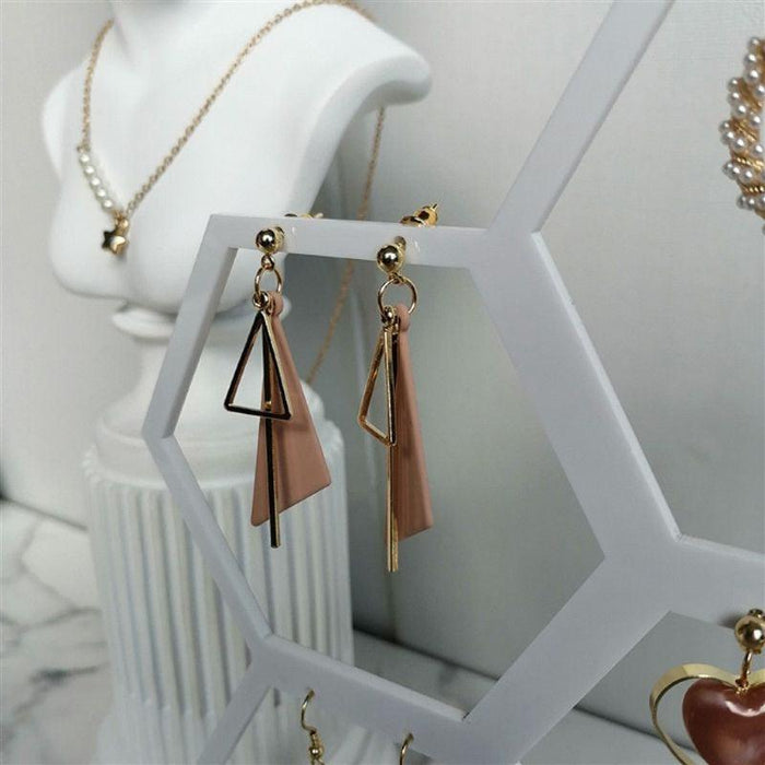 Natural Wood Honeycomb Earring Holder and Display Stand for Jewelry Storage