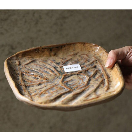 Serenity Zen Garden Handcrafted Wood-Fired Pottery Platter - Rustic Artisan Dinnerware