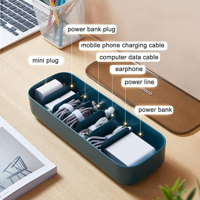 Transparent Cable Organizer Box with Retro Style Grids