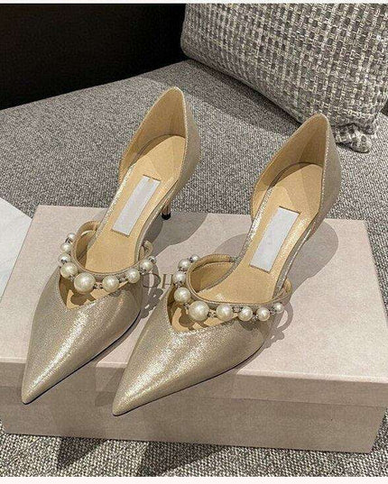 Elegant Pearl-Accented Stiletto Bridal Heels: Timeless Wedding Pumps