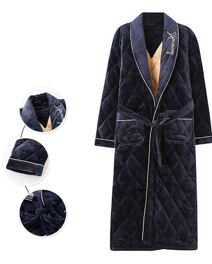 Plush Comfort Plus Size Men's Cotton Flannel Bathrobe for Winter Relaxation