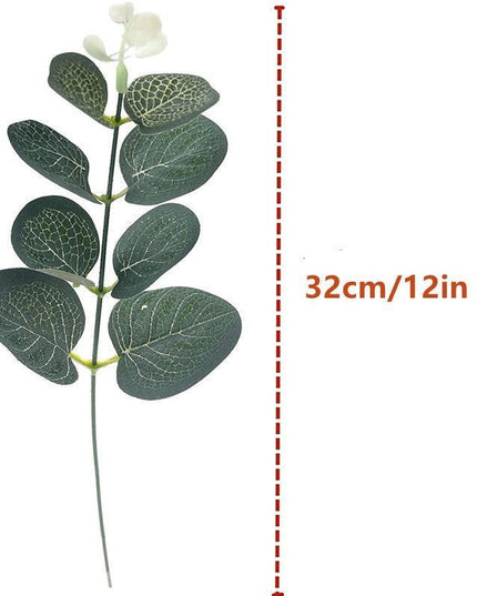 Set of 10 Realistic Eucalyptus Leaf Stems - Perfect for Home and Wedding Decor