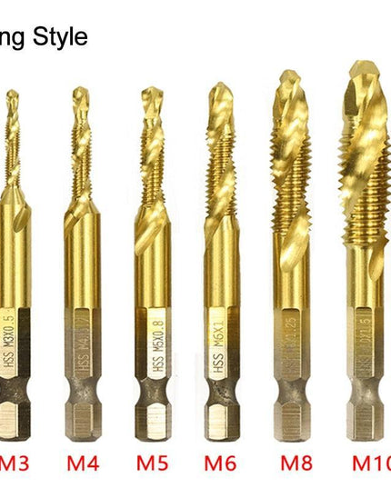 Precision Tap Set with Titanium Coating and Spiral Flute Design for Efficient Tapping and Chamfering