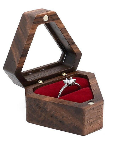 Elegant Velvet-Lined Wooden Ring Box - Ideal for Proposals and Jewelry Storage