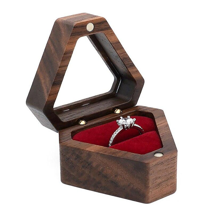 Elegant Wood & Velvet Ring Box - Premium Proposal & Jewelry Display Choice