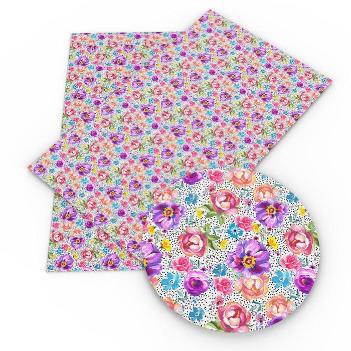 Flower Print Synthetic Leather Fabric - Cultivate Your Creative Expression