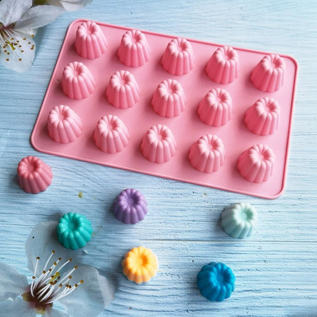 15-Cavity Mini Silicone Bakeware for Cupcakes, Cookies, and Fondant