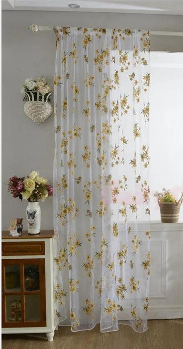 Elegant Floral Sheer Privacy Curtain - Child's Room Decor Accent