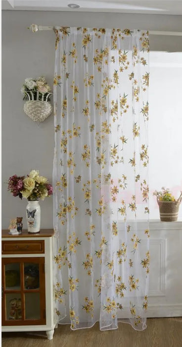 Floral Print Sheer Privacy Curtain Panel For Kids room