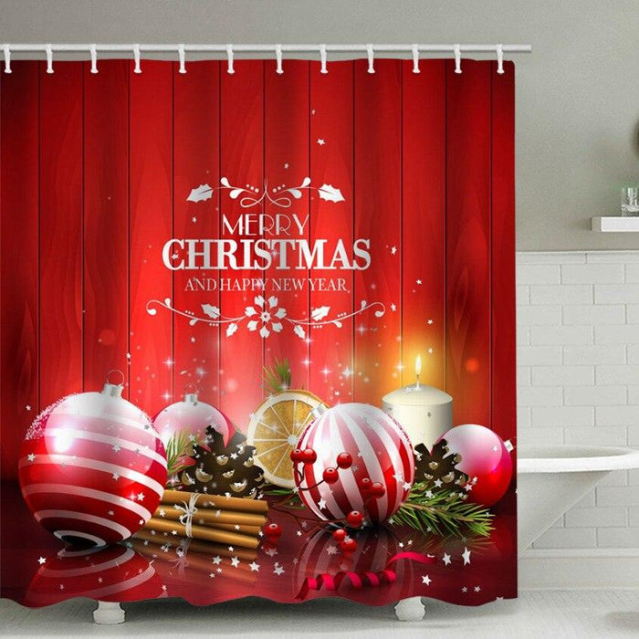 Christmas Snowflake Bathroom Shower Curtain Set with Water Repellent Coating