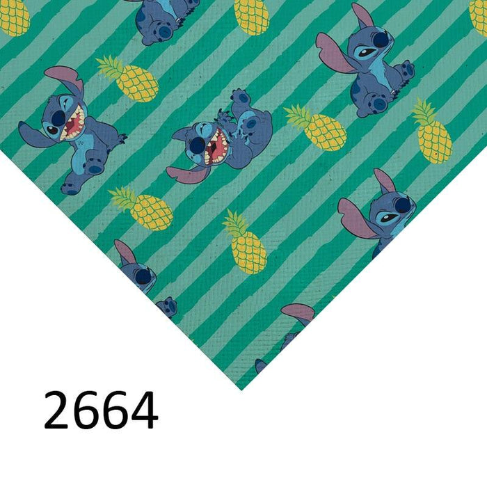 Lilo and Stitch Cartoon Print Vinyl Synthetic Faux Leather Crafting Sheet for DIY Bow Making