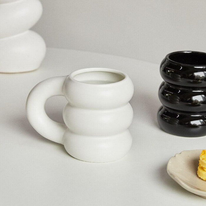 Girl Motif Ceramic Coffee Mug with Whimsical Tire Design