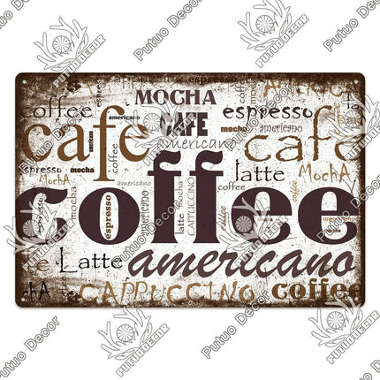 Retro Coffee Metal Sign - Chic Wall Decor for Kitchen, Cafe, or Bar