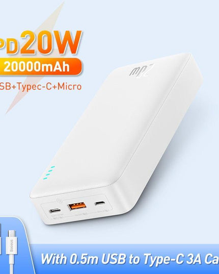 20,000mAh Baseus Power Bank - High-Speed Dual Input/Output Charging for Ultimate Portability