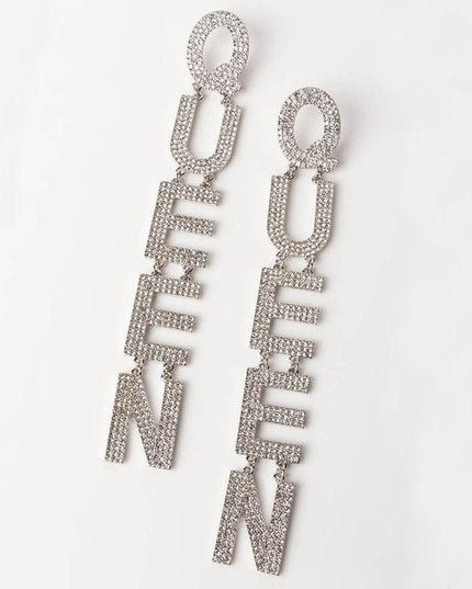 Queenly Elegance Drop Earrings - Opulent Bridal Accessory
