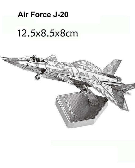 Stainless Steel 3D Jet Fighter Model Construction Set - Engaging DIY Puzzle for All Ages