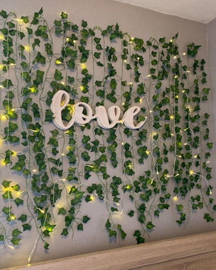 Ethereal Vine Wonderland: Premium Faux Rattan Garland with LED Illuminated Leaves