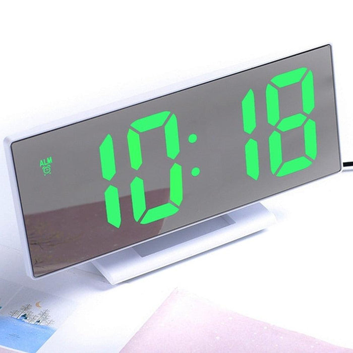 Curved Screen LED Digital Alarm Clock with Temperature and Snooze Function-Home Décor›Decorative Accents›Desk Décor›Clocks›Alarm Clocks-Très Elite-HKWC129-WhiteGreen-China-Très Elite