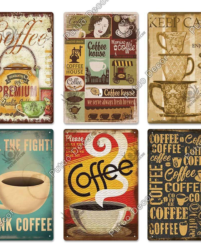 Retro Coffee Shop Metal Sign - Nostalgic Wall Art for Home Décor and Gifting