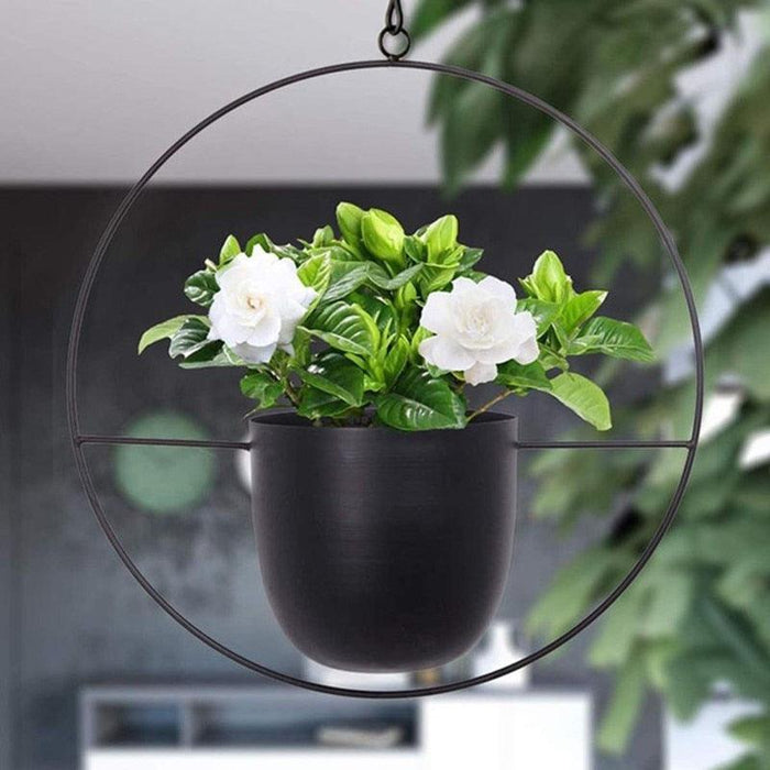Nordic Inspired Hanging Iron Plant Holder with Swivel Chain