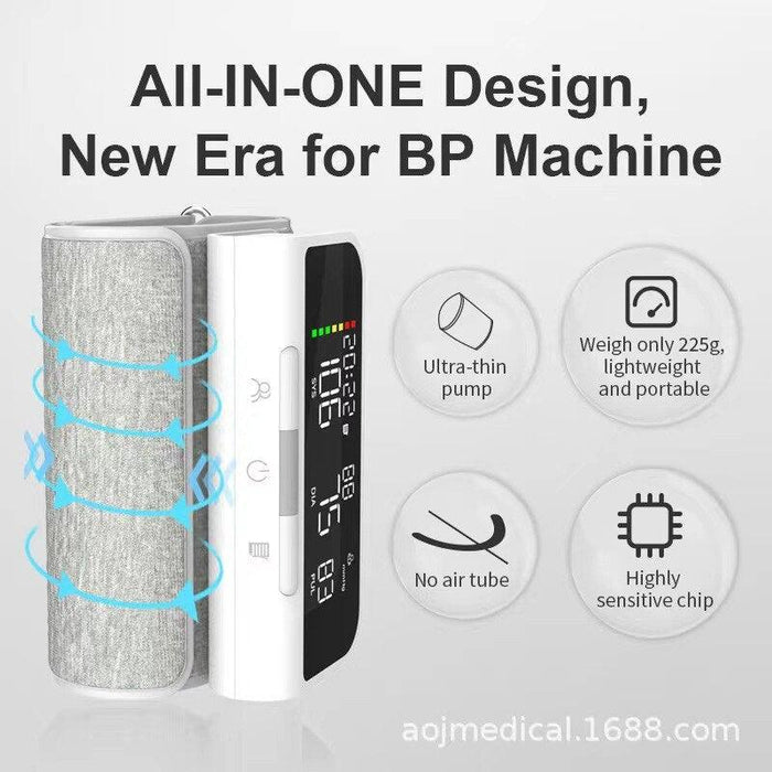 ALL-IN-ONE Arm Blood Pressure Monitor Rechargeable LI-ION Battery Digitization Tricolor LCD Large Screen Sphygmomanometer