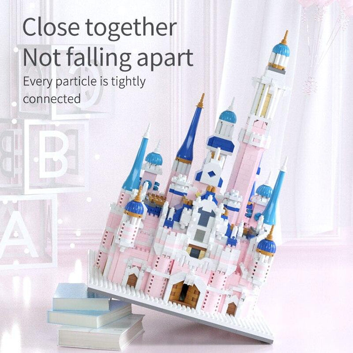 3341PCS LED Lights City Mini House Cartoon Dream Tale Princess Castle Architecture Building Blocks Figures Bricks Toys For Girls