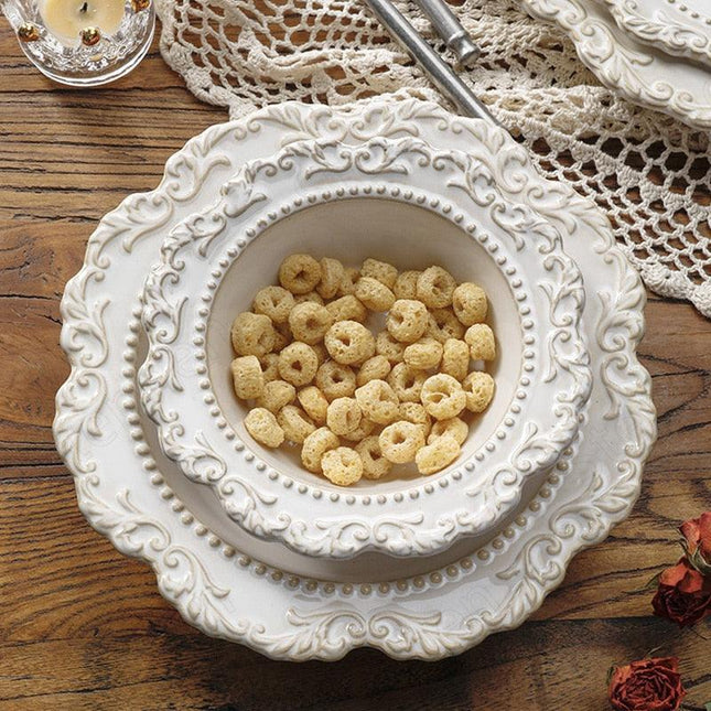 Baroque Elegance Ceramic Dining Plate Set - Elevate Your Table Experience