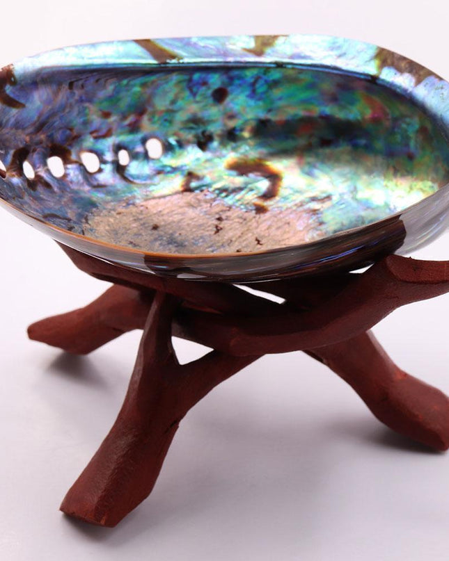 Exquisite Abalone Shell Smudging Kit with Elegant Tripod Stand - 11-13CM
