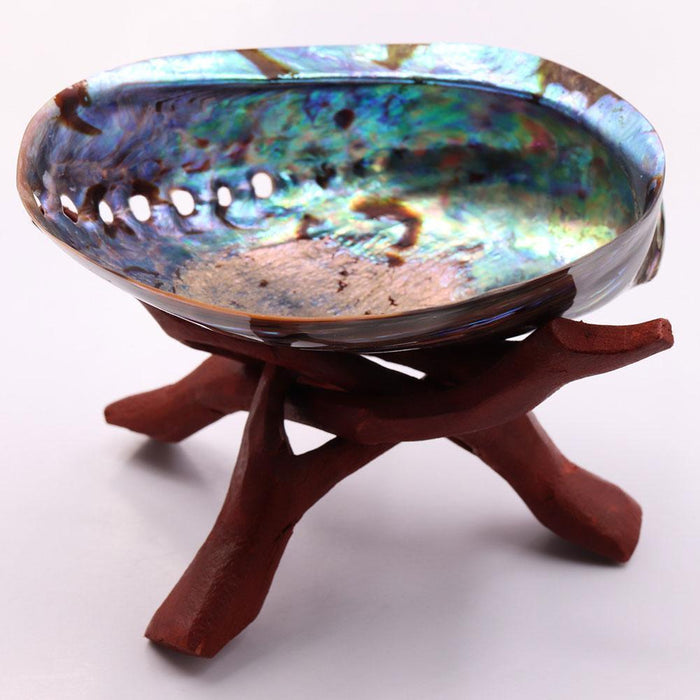 Enchanting Natural Abalone Shell Smudging Kit with Elegant Tripod Stand - 11-13CM