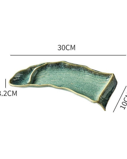 Elegant Handcrafted Ceramic Sushi Serving Tray - Unique 12-Inch Kiln-Glazed Platter