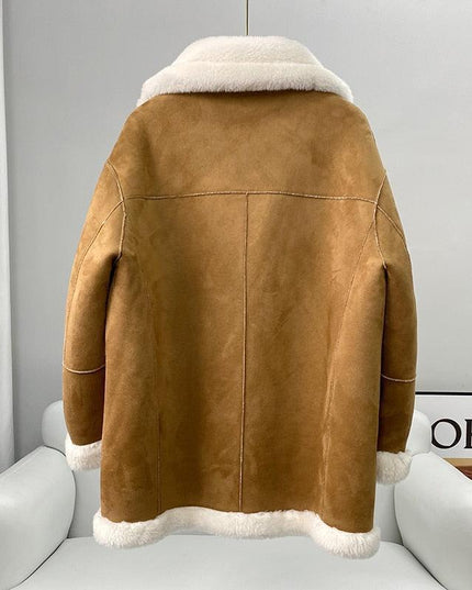 Chic Reversible Wool and Fur Winter Coat for Women