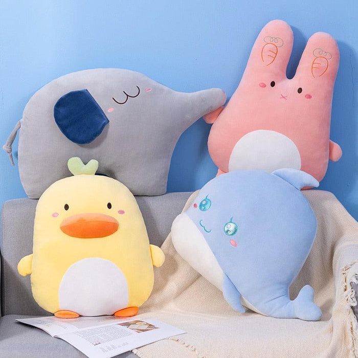45cm Soft Animal Cartoon Pillow - Whale, Elephant, and Little Yellow Duck Stuffed Dolls for Kids Room Decor and Birthday Gift