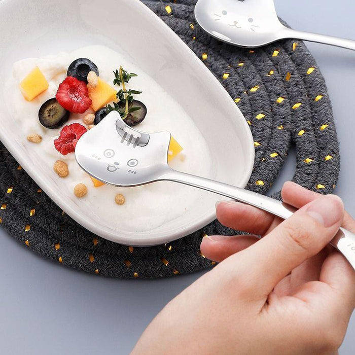 Stainless Steel Cartoon Cat Tea Spoon - Elegant Table Utensil