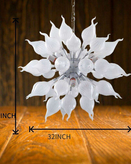 Contemporary Hand-Blown Glass LED Orb Chandelier - 32" with Customizable Suspension Chain