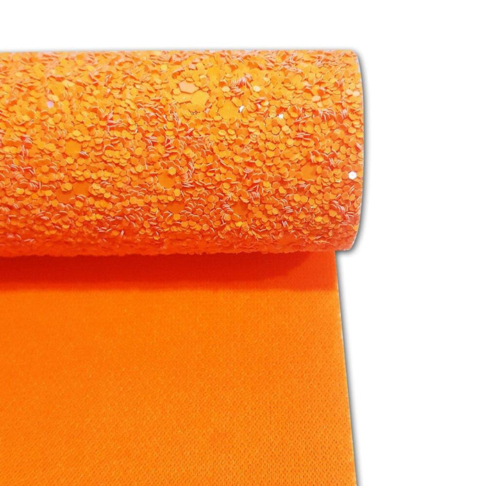 Orange Glitter Faux Leather Roll - Sparkling Material for Stylish DIY Bags and Accessories