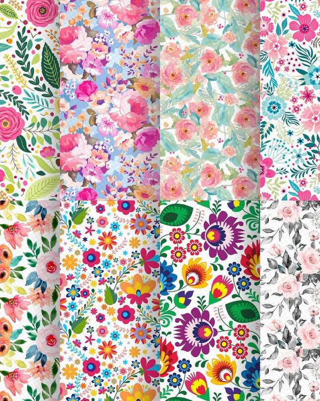 Charming Floral Synthetic Leather Craft Sheets - Essential for Creatives