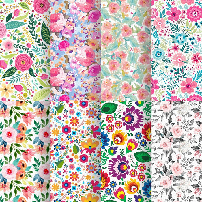 Charming Floral Synthetic Leather Craft Sheets - Essential for Creatives