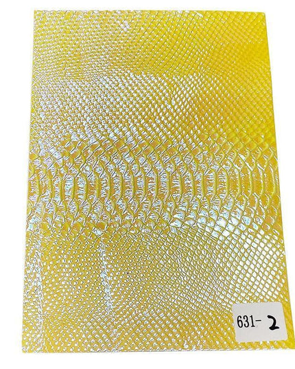 Iridescent Holographic Faux Leather Crafting Sheet with Snake Skin Embossing