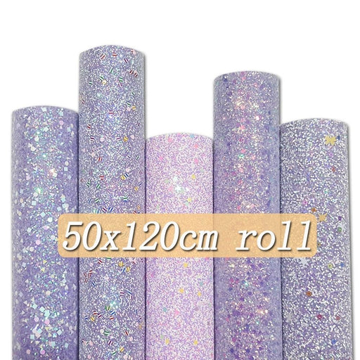Purple Glitter Chunky Faux Leather Roll for DIY Crafting