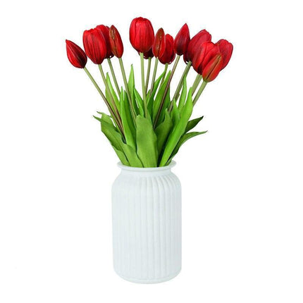 Lifelike Real Touch Tulip Bouquet - Set of 5 Soft Silicone Flowers for Elegant Home and Wedding Decor
