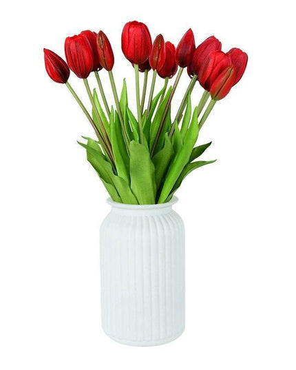 Lifelike Real Touch Tulip Bouquet - Set of 5 Soft Silicone Flowers for Elegant Home and Wedding Decor